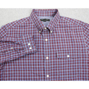 Banana Republic Shirt Men Large Plaid 100% Cotton Soft Wash Button Down